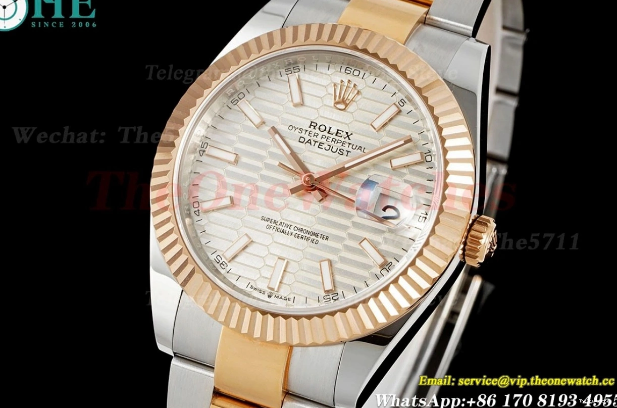 Oys Textured Silver EWEF 41mm Datejust 126331 RG SS A3235 Dia 0514